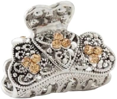 Moeni 1.5 Inches Metal Crystal Rhinestone Jaw Claw Hair Clip (Brown/Golden)