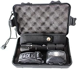 Mad River Collective 3-Pack Ultra-Bright Tactical Flashlight Torch, Headlamp, Holster Combo Kit | Super Bright LED, Zoomable Adjustable Focus 5 Modes Water Resistant