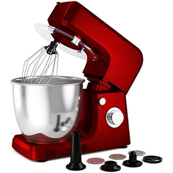 COSTWAY 3 In 1 Upgraded Stand Mixer with Stainless Steel Bowl Blender Meat Grinder Sausage Stuffer(RED)