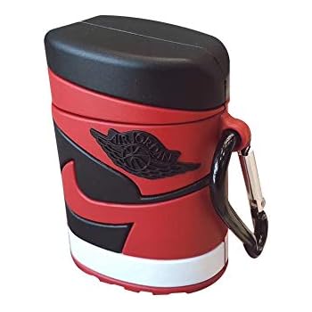 Aikeduo for Airpods Case Protective Silicone Cover Skin for Apple Airpods1 Charging Case Airpods Keychain Silicone Street Fashion Case AJ Sneaker Airpods 2 Case (Red)