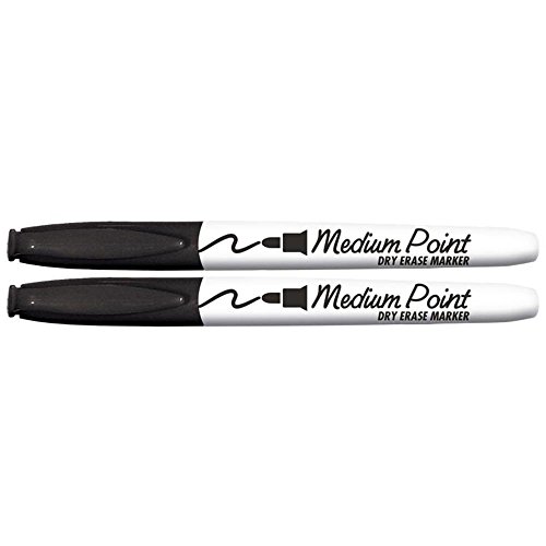 Board Dudes Dry Erase Markers, Black Ink, Medium Point, 2-Pack (CYD15)