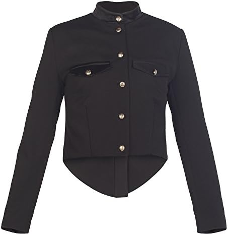 MUZA Women Long Sleeve Wool Military Tailcoat Blazer Cutaway Peplum Jacket (L)