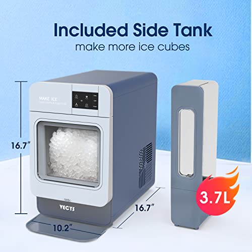 VECYS Nugget Countertop Ice Maker W/Side Tank, 33LBS Daily Ice Making