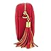 Simple Shoulder Bag Crosbody with Metal Chain Strap and Tassel Top Zipper (Red)