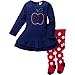 GERBER Baby Girls' Micro Fleece Dress with Tights, Apple 18 Months