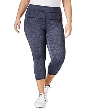 Performance Womens Plus High Waist Heathered Capri Leggings Navy 2X