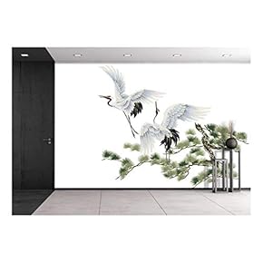 a Japanese Crane - Removable Wall Mural | Self-Adhesive Large Wallpaper - 100x144 inches