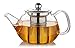 Premium Glass Teapot with Removable Stainless Steel Infuser that holds 34 oz (1000 ml) - Perfect for Making Loose Leaf, Bagged, or Blooming Tea - Made from Clear Heat Resistant Borosilicate Glass