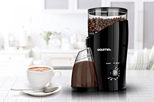 Gourmia GCG185 Electric Burr Coffee Grinder, Heavy Duty Steel Grinding Disc 20 Coarse / Fine Settings, 2-18 Cups - 110V