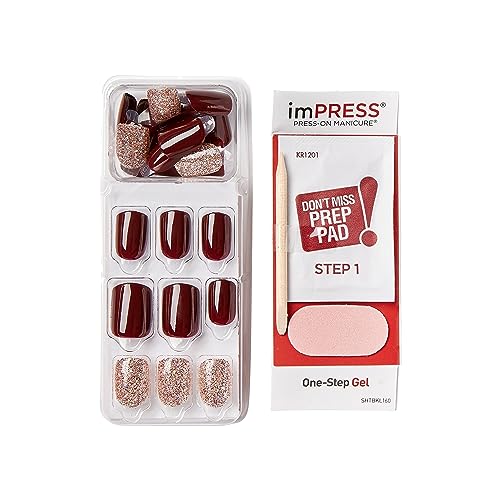 KISS imPRESS No Glue Mani Press On Nails, Design, 'No Other', Red, Short Size, Squoval Shape, Includes 30 Nails, Prep Pad, Instructions Sheet, 1 Manicure Stick, 1 Mini File - Image 9