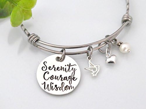 Serenity Prayer Bracelet for Women - Stainless Steel and Sterling Silver - Gift for Her - Hand Stamped Bracelet - Personalized Jewelry - Expandable Bangle