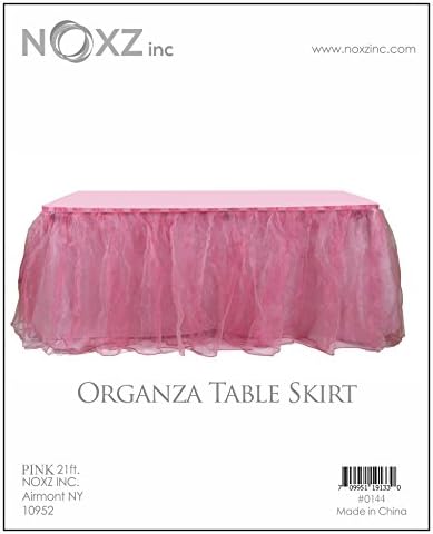 NOXZ Inc Organza Table Skirt for Every Occasions, Pink - 21 Ft.