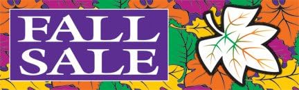 B20446 "Fall Sale" Indoor Outdoor Banners Furniture and Retail Business Store Signs 13 oz Heavy Duty Vinyl Gloss Banner with Metal Grommets, Rope and Taped Hemmed Sides (3' x 10')