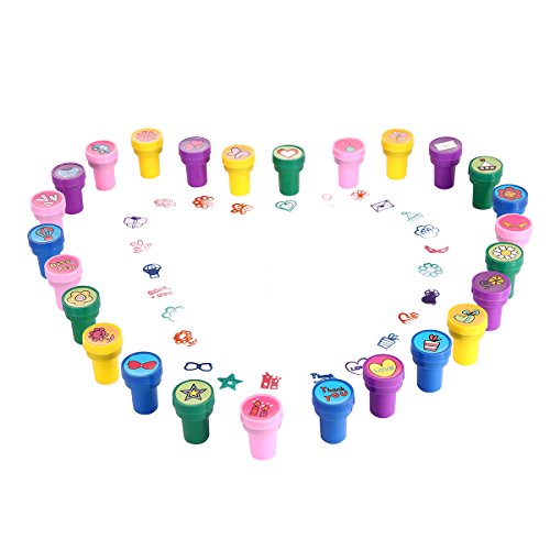 Stamps for Kids, LUCKYBIRD Best Sell Kids Stamp Set/ Heart Toy Stamp/Plastic Stamps, 26 Count
