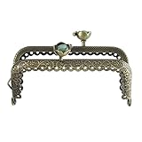 Housweety 1PC Metal Frame For Purse Bag Bronze Green Resin Ball Flower Pattern