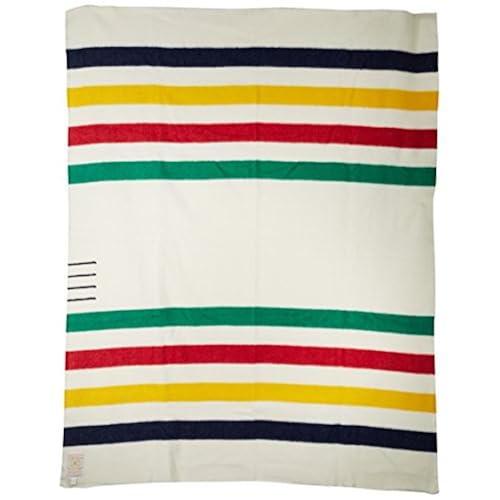 Hudson Bay 4 Point Blanket, Natural with Multi Stripes Home & Kitchen, Bedding, Blankets & Throws, Bed Blankets