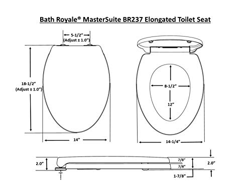 Bath Royale BR237-01 MasterSuite Elongated Toilet Seat with Cover, Biscuit/Linen, Slow-Close, Quick-Release for Easy Cleaning