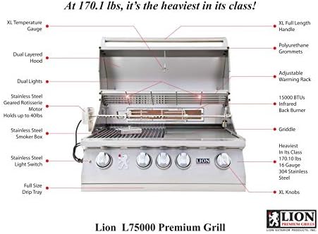 review Lion Premium Grills 32-Inch Natural Gas Grill L75000 with Lion Door and Drawer Combo with Towel Rack and Lion Refrigerator Package Deal with 5 in 1 BBQ Tool Set