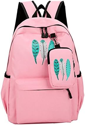 AERLIS Canvas Backpacks School Bag Casual Travel Daypacks With A Coin Purse (Pink)