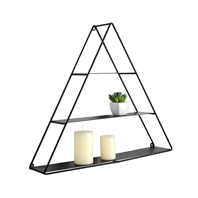 MyGift 3 Tier Triangular Matte Black Metal Bathroom Wall Shelf