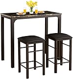 VECELO Bar Table Stools, 3 Pieces Rectangular