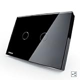 NIMTEK US/AU Standard, 2-gang 2-way, VL-C302S-82, Touch Screen Light Switch with LED indicator, Black Crystal Glass Panel