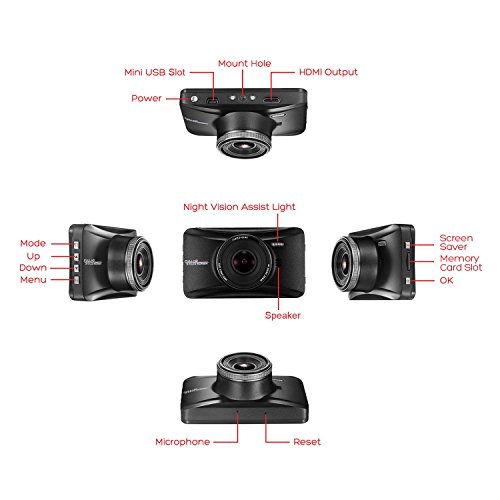 Old Shark Dash Cam, 3" 1080P HD Car Recorder 170 Wide 