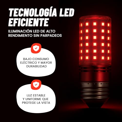 OLVEX Melatonin E27 Red Night Light – E27 Warm Light LED Bulbs – LED Bulb for Sleeping – Flicker Free Technology + 0% Blue Light – Improving the Rhythm of Rest and Ideal for Reading.
