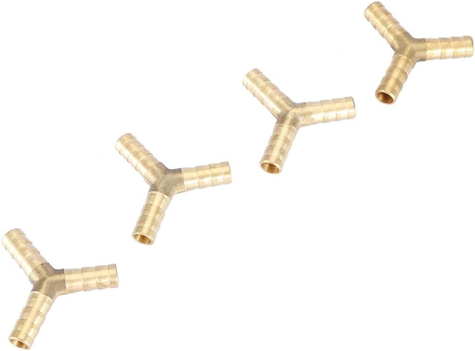 Brass Y Barbed Connector Y 3-Way Barbed Connector T Hose Connector for or Air Water Oil Gas 6/8/10/12/14/16mm (8mm 4pcs)