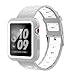 EloBeth for Apple Watch Band 42mm with Case, Soft Silicone Sport Strap iWatch Band with Shock Resistant Protective Case for Apple Watch Band Series 3/2/1 Nike+ Sport Edition (Gray/White, 42mm)