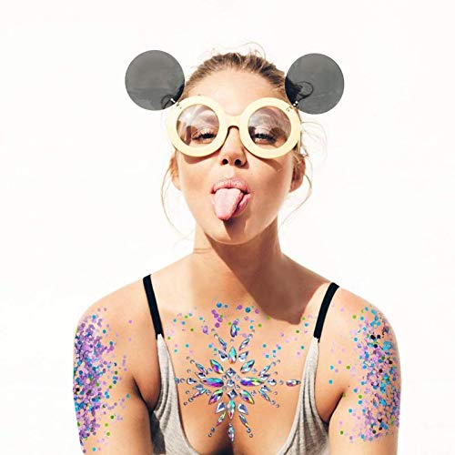 COKOHAPPY 3 Sets of Body Jewels Rave Festival Rhinestone Face Body Jewelry Stick On Crystal Tattoo Nipple Chest Crystal Body Gem Stones Bindi Stickers
