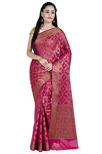 Chandrakala women s maroon cotton silk banarasi saree(1…