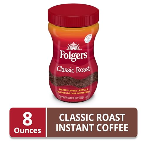 FOLGERS CLASSIC ROAST INSTANT COFFEE, 8-OUNCE JAR