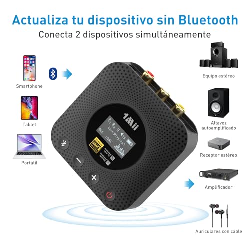 1Mii B06HD+ Bluetooth 5.3 High Resolution Music Receiver for Home Stereo with LDAC, HiFi Bluetooth Audio Adapter with Audiophile DAC, Volume Control, aptX HD, OLED Display
