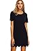 Romwe Women's Short Sleeve Casual A-Line Mini Party Dress Black L
