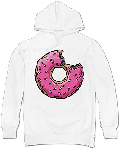 FRIDAY MOUNT Pink Sweet Donut Doughnut Cotton Hoodies Pullover For Men White Small