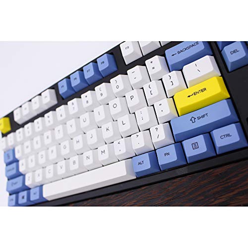 ONECAP 104 Keys Dye-Sublimated PBT keycaps Blue/White/Yellow Color for MX Switch Cherry/NOPPOO/Flick Mechanical Keyboard Keycap