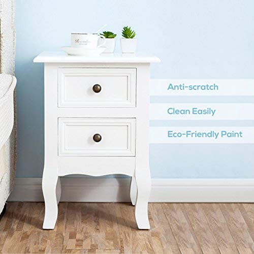 image for Mecor Set of 2 Nightstand Small&Super Cute - Paulownia Wood - Fully As