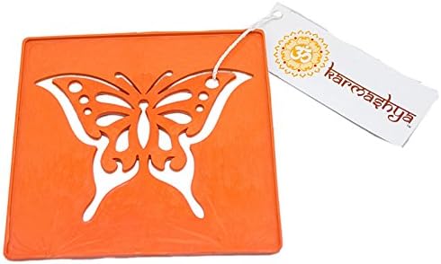 Karmashya 4" Butterfly Rangoli Stencils Puja Pooja Mandana Floor Art Plate Kolam Rajastani