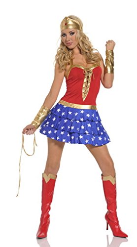 WW4 Wonder Woman 5 Pieces Adult Costume for Halloween and Cosplay Party S-XL (M)