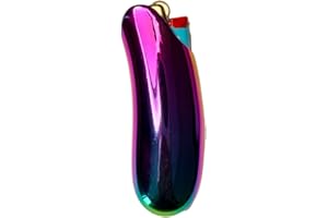 TOM'S WHEEZES Metal Curve Lighter Case for BIC Full Size Lighter J6, Heavy Ergonomics Lighter Holder Cover Rainbow Color (Purple)