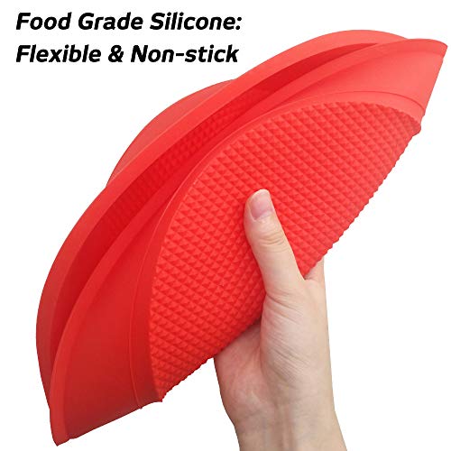 Set of 2, Silicone Cake Baking Pan, findTop Square Shape 8.5 Inch Cake Mold and 9 Inch Round Shape Non-Stick Bakeware Mold, Red
