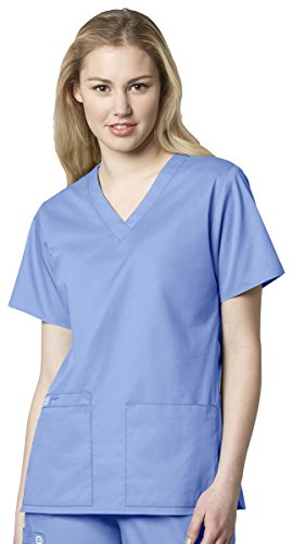 WonderWink Wonderwork - Top para Mujer, Cuello en V Ceil Blue S