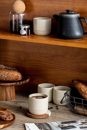 4 Pcs 8 oz Espresso Cups Set, 230ml Ceramic Coffee Cups, Small Tea & Demitasse Cups for Tea or Coffee, Coffee Mug for Home or Office
