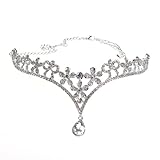 Remedios Plated Alloy Bowknot Rhinestone Wedding Tiara Bridal Headpieces Headband with Pendant,Silver