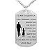 CraDiabh Dad Mom to My Daughter Dog Tag Pendant Necklace Military Jewelry Personalized Custom Dogtags Love Gift