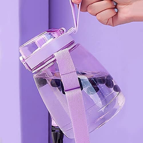 MOIOIBE Water Bottle with Straw 45oz Kawaii Water Bottles with Two Ways to Dinking Modern Water Jug for Women/Teen Girl/School Purple Cute Water Bottles With Strap Purple