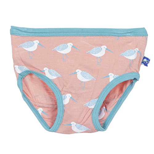 KicKee Pants Little Girls' Bamboo Underwear Set (Toddler/Kid) (3T/4T, Blue Moon Seaweed & Blush