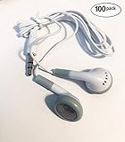 BULK WHOLESALE Lot of 100 WHITE/GRAY 3.5mm In Ear Earbuds / Headphones / Earphones GREAT For Schools, Libraries, Hospitals, Kids etc.