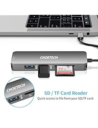 CHOETECH multipuerto USB C Hub adaptador con 4 K HDMI (30 Hz) salida de vídeo, 2 puertos USB 3.0 y SD y TF lector de tarjetas para 2016 2017 Macbook pro, 2015 2016 Macbook y más